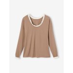 T - shirt rversible de grossesse finition dentelle taupe
