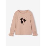 T - shirt romantique motifs fantaisie et brillants fille rose poudré T - shirt romantique motifs fantaisie et brillants fille rose poudré