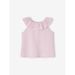 T - shirt sans manches  volant en broderie anglaise bb lilas