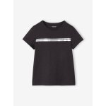 T - shirt de sport basics fille rayures irises places anthracite