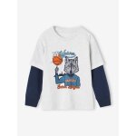 T - shirt sport garçon effet double manches blanc chiné T - shirt sport garçon effet double manches blanc chiné