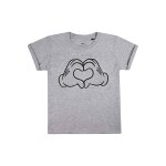 T - shirt style mickey mouse coton disney love hands gris chin�