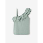 T - shirt  volant asymtrique fille vert sauge