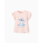 T - shirt  volants en coton lilo et stitch rose clair