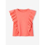 T - shirt  volants fille corail