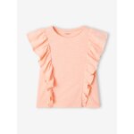 T - shirt  volants fille pche