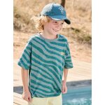 T - shirt z�bre manches courtes gar�on bleu p�trole