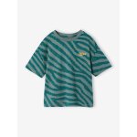 T - shirt z�bre manches courtes gar�on bleu p�trole