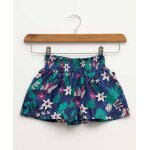 Short 100% coton fille imprime fond bleu