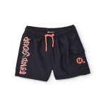 Short de bain gar�on en tissu tiss� avec imprim� lat�ral noir