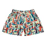 Short de bain imprim� voiliers r�tros swimboy orange imprim� voiliers
