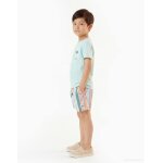Short de bain � rayures et cordon de serrage vert clair