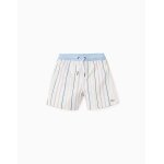 Short de bain � rayures ethniques et cordon b&s bleu clair