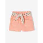 Short b�b� fille avec ceinture imprim�e corail