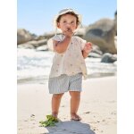 Short b�b� fille en gaze de coton ray� bleu