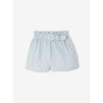Short b�b� fille en gaze de coton ray� bleu