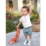 Short b�b� gar�on en toile taille �lastiqu�e vert de gris