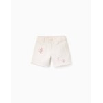Short avec broderie en point de croix beige clair