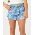 Short chambray floral fille washed blue