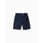 Short chino midi en serg� avec poches bleu