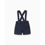 Short chino en serg avec bretelles you&me bleu fonc