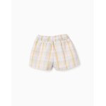 Short en coton � carreaux avec cordon de serrage b&s blanc