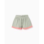 Short en coton avec finition ric rac vert clair