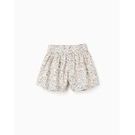Short en coton � motif floral et doublure b&s beige clair