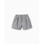 Short en coton � motif vichy et imprim� floral bleu fonc�