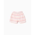 Short en coton � rayures et taille �lastique blanc