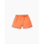 Short en coton avec taille �lastique et volants orange sombre