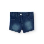 Short en denim avec bouton et fermeture � bleu