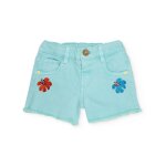 Short fille en denim avec broderies bleu