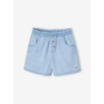 Short fille en denim l�ger facile � enfiler denim bleached