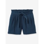 Short fille en gaze de coton biologique bleu ardoise