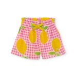 Short fille l�ger avec imprim� de citrons rose