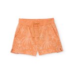 Short fille en maille avec imprim� floral orange