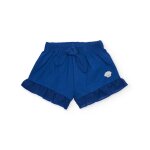 Short pour fille en maille avec volant au bas bleu