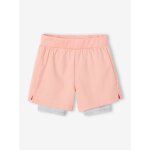 Short fille sport 2 en 1 mati�re technique corail