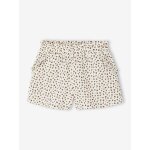 Short fille taille en gaze de coton beige