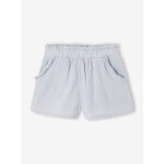 Short fille taille en gaze de coton bleu p�le