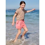 Short fille taille en gaze de coton rose