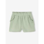 Short fille taille en gaze de coton vert sauge