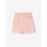 Short fille volant� en gaze de coton rose p�le