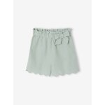 Short fille volant� en gaze de coton vert sauge