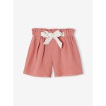 Short en gaze de coton fille vieux rose Short en gaze de coton fille vieux rose