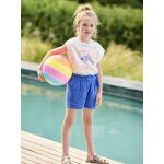 Short en gaze de coton style paperbag fille bleu lectrique