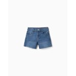 Short en jean ajust� avec cinq poches bleu