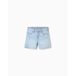 Short en jean ajust� avec cinq poches bleu clair