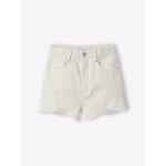 Short en jean effet us� fille vanille